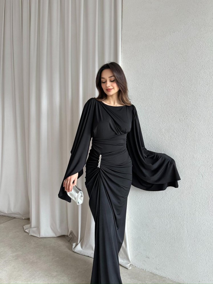 ISABEL Maxi Elbise 8755 - Siyah - Mooi Butik