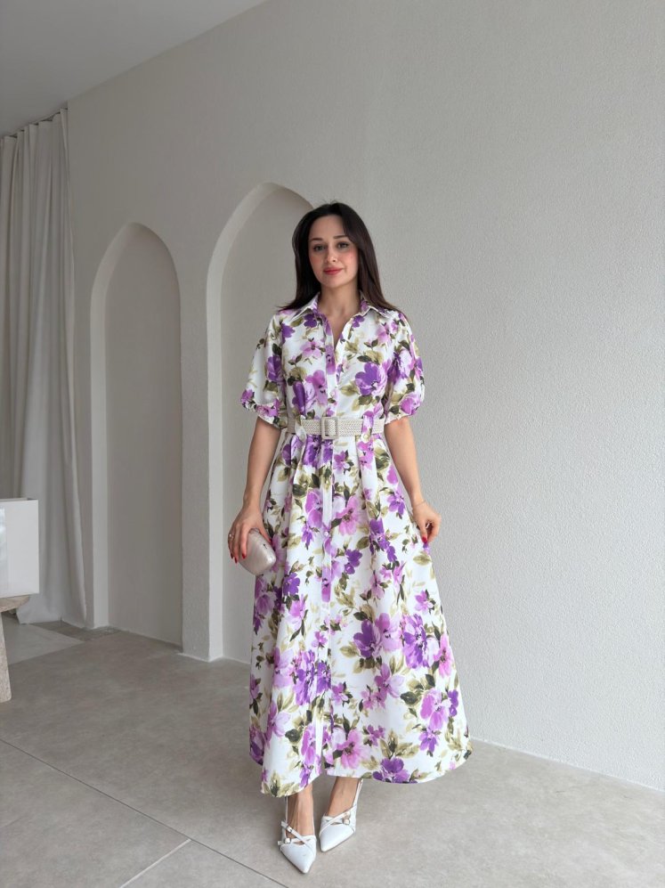 JACKSON Midi Elbise 1822 - Lila - Mooi Butik