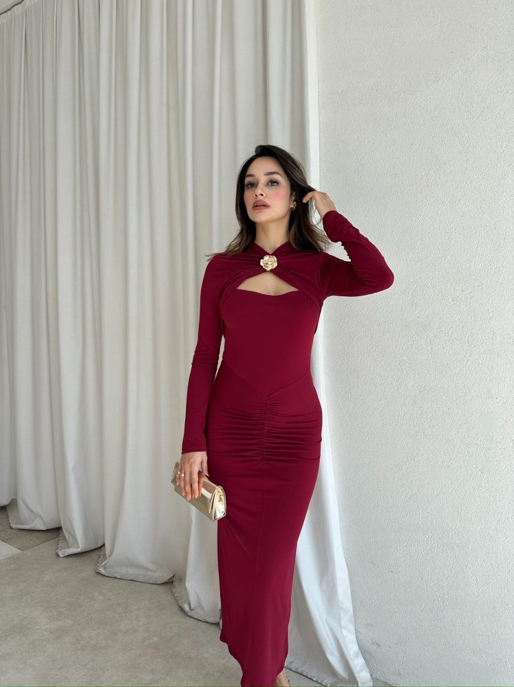 JADE Elbise 8591 - Bordo - Mooi Butik