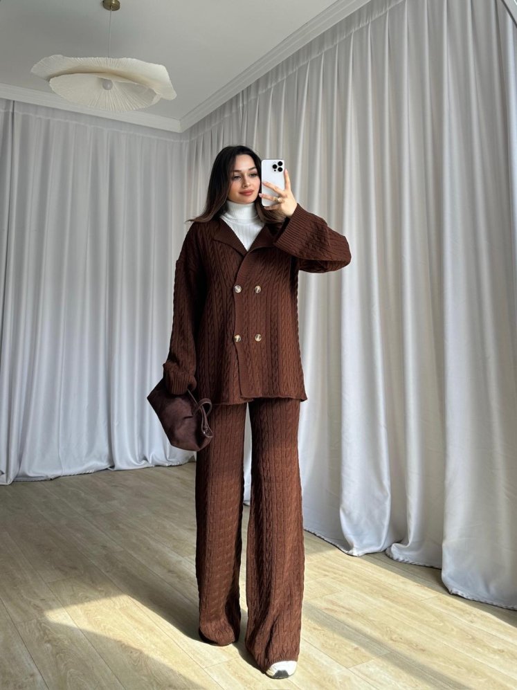 JANİE Triko Takım 8475 - Acı Kahve - Mooi Butik