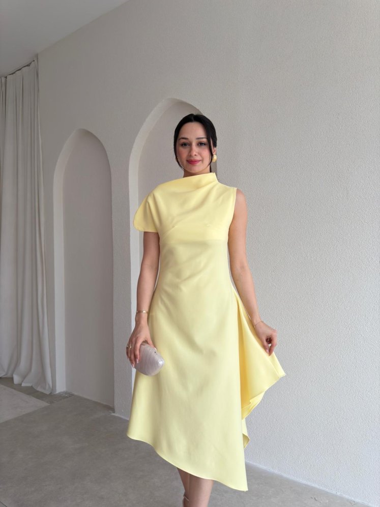 JARRİEL Midi Elbise 8091 - Sarı - Mooi Butik