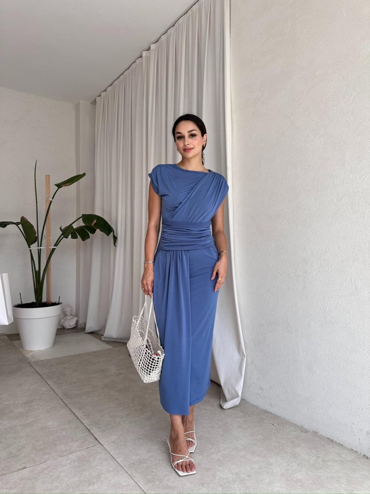 JARVİS Midi Elbise 8051 - Mavi - Mooi Butik