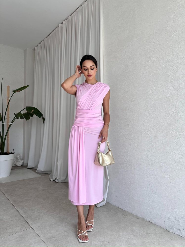 JARVİS Midi Elbise 8051 - Pudra - Mooi Butik