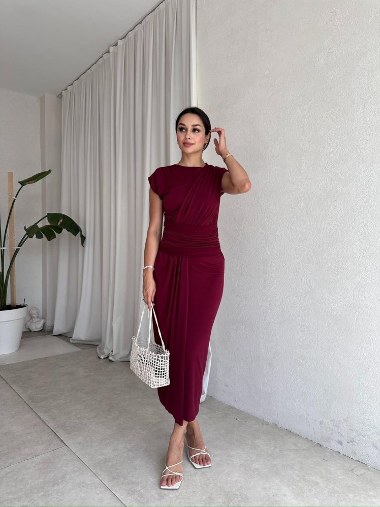 JARVİS Midi Elbise 8051 - Bordo - Mooi Butik