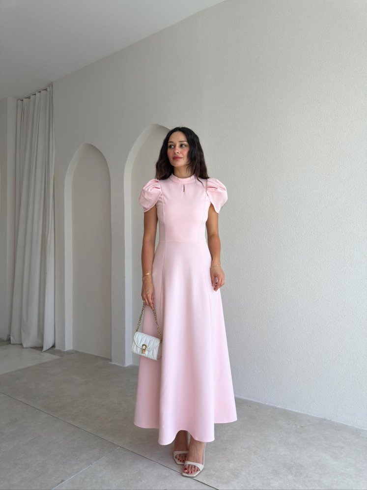 JASMY Midi Elbise 1508 - Pudra - Mooi Butik