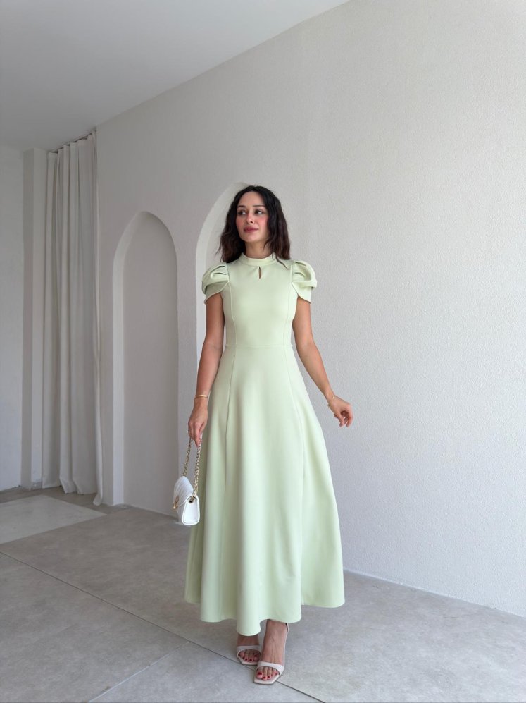 JASMY Midi Elbise 1508 - Mint - Mooi Butik