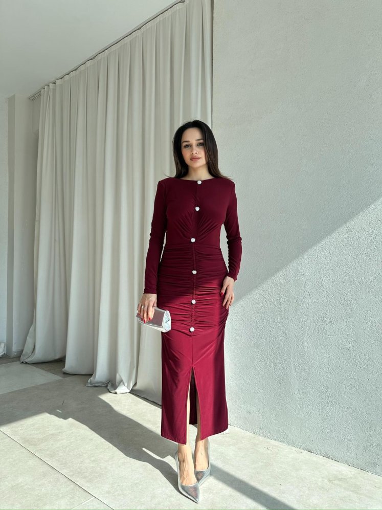 JAYDEN Elbise 8308 - Bordo - Mooi Butik