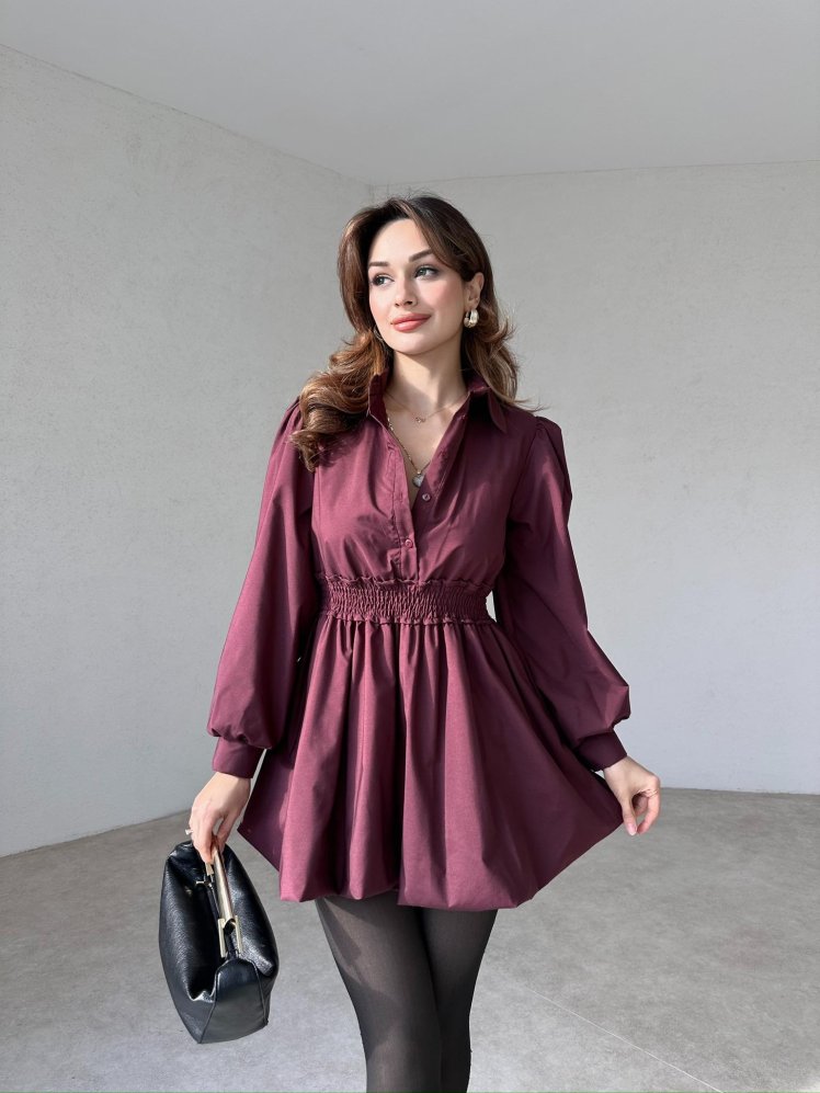 JAZELLA Mini Elbise 9823 - Bordo - Mooi Butik