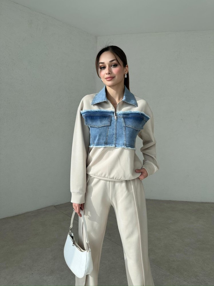 Jean Garnili CULPO Takım 3015 - Krem - Mooi Butik