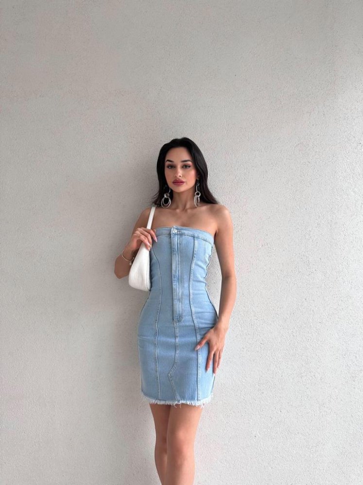 Jean Kesim Mini CALİFORNİA Elbise 0391 - Mooi Butik