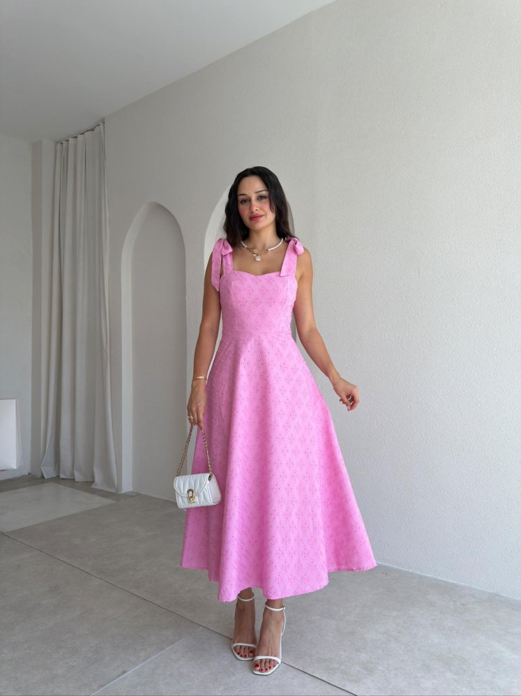 JEREMY Fisto Midi Elbise 1903 - Pembe - Mooi Butik