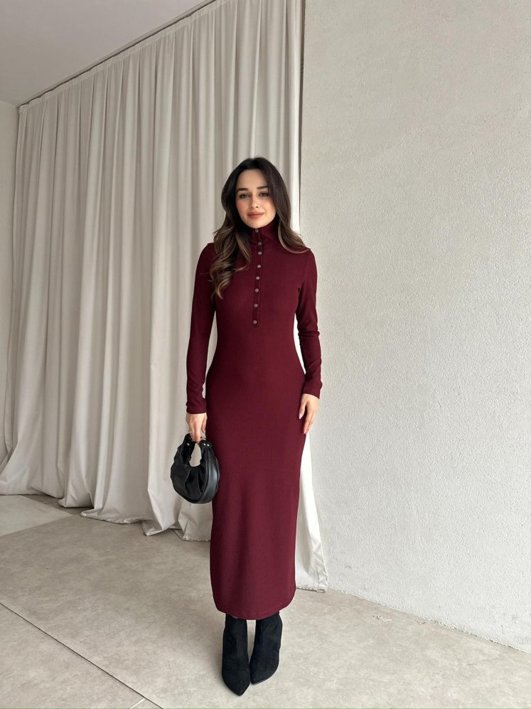 JERF Midi Elbise 8782 - Bordo - Mooi Butik