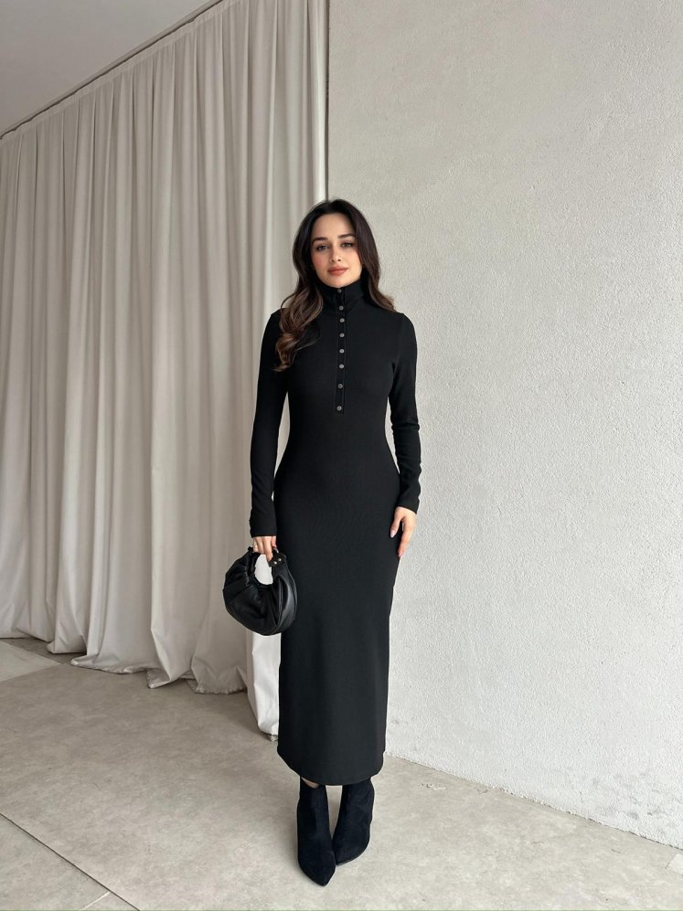  JERF Midi Elbise 8782 - Siyah - Mooi Butik