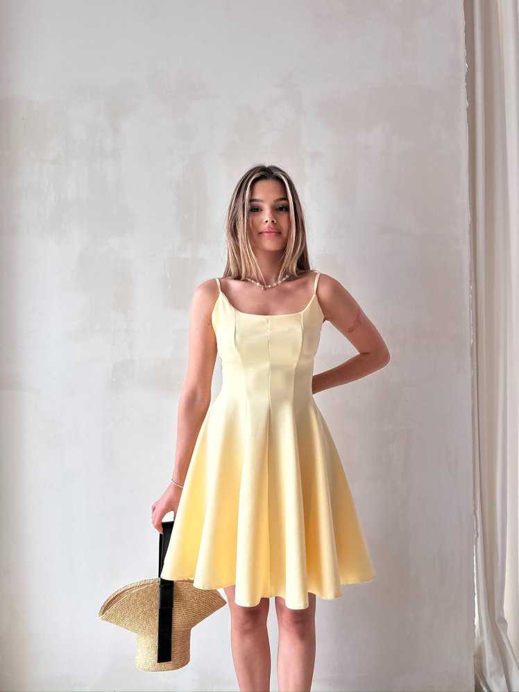 JEROME Mini Elbise 7090 - Sarı - Mooi Butik