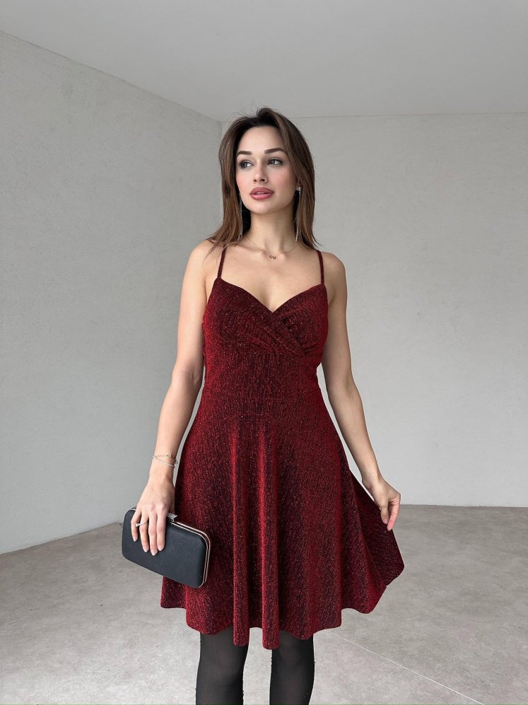 JİNDY Mini Elbise 7939 - Bordo - Mooi Butik