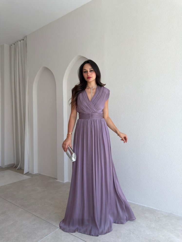 JİVA Maxi Elbise 3049 - Lila - Mooi Butik