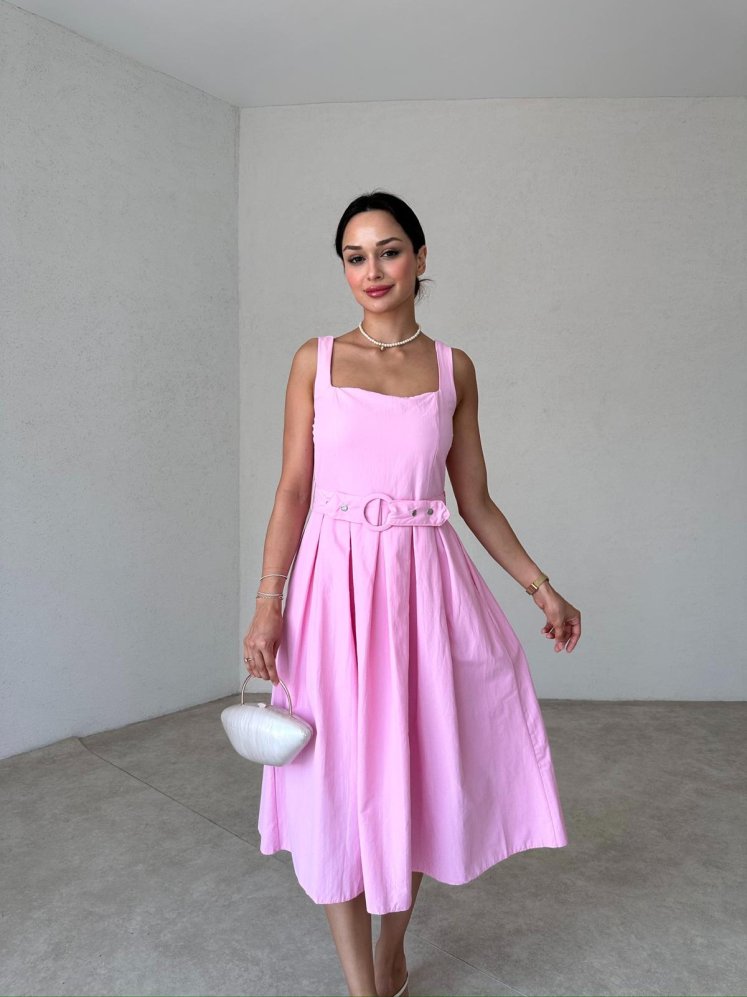 JODEN Midi Elbise 8758 - Pembe - Mooi Butik