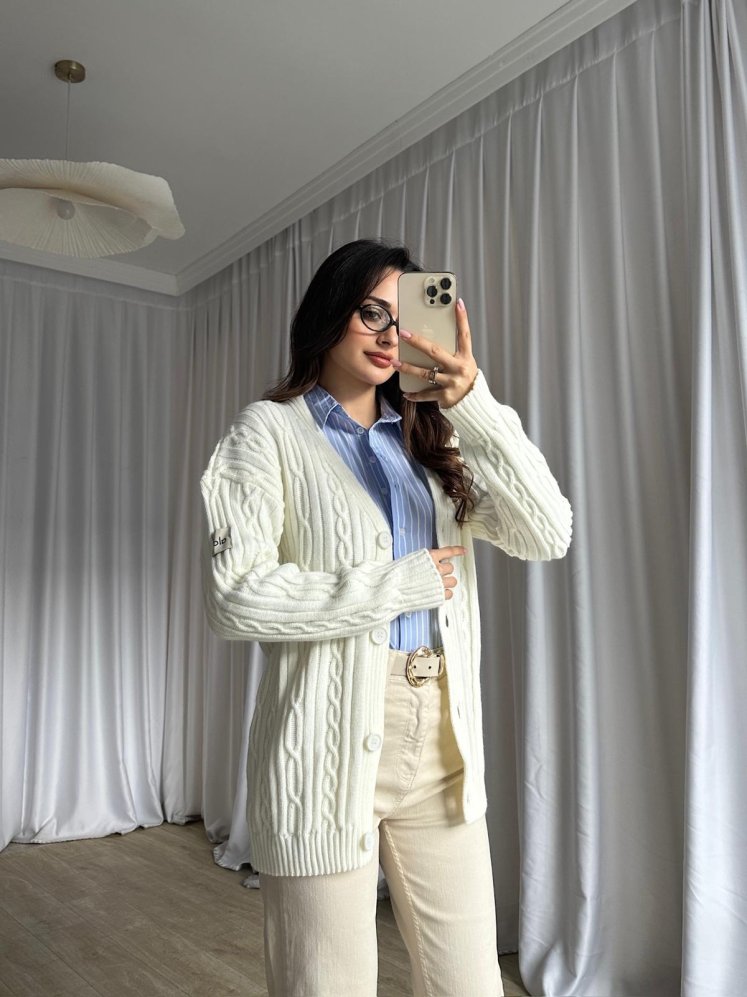 JOHN Triko Hırka 8247 - Krem - Mooi Butik