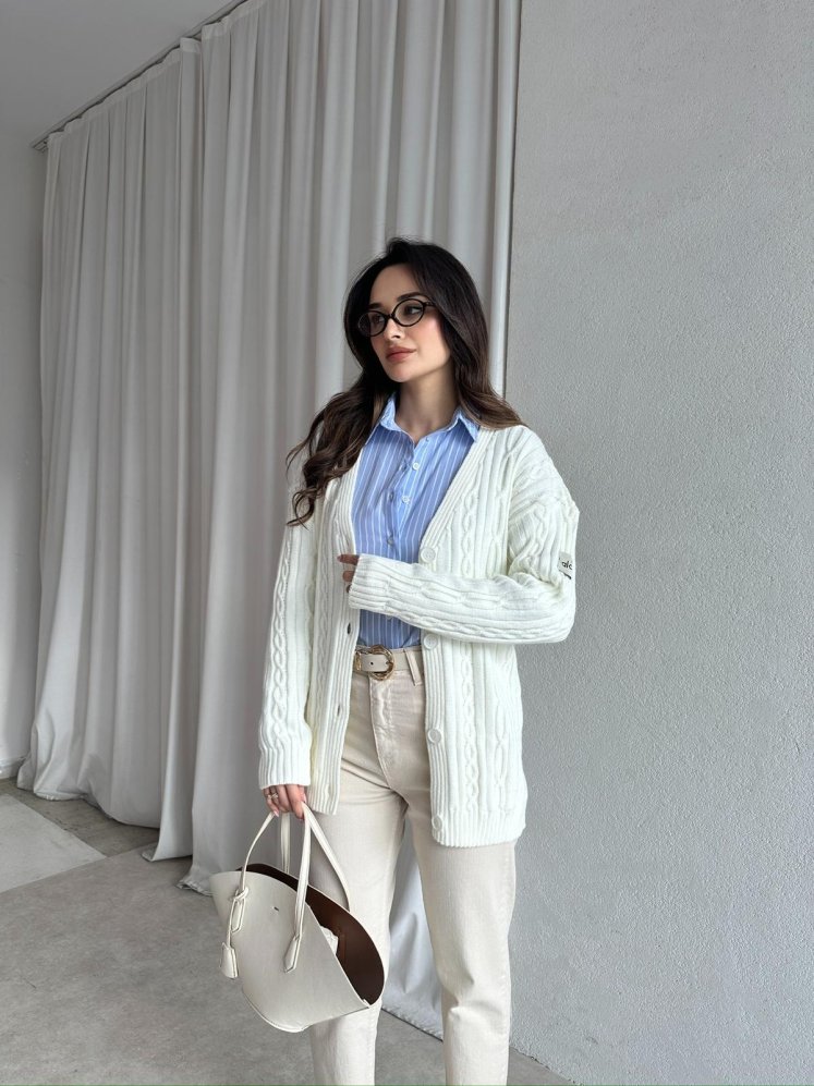 JOHN Triko Hırka 8247 - Krem - Mooi Butik