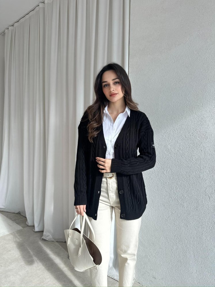  JOHN Triko Hırka 8247 - Siyah - Mooi Butik