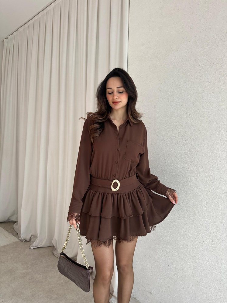 JOLLY Elbise 8839 - Acı Kahve - Mooi Butik