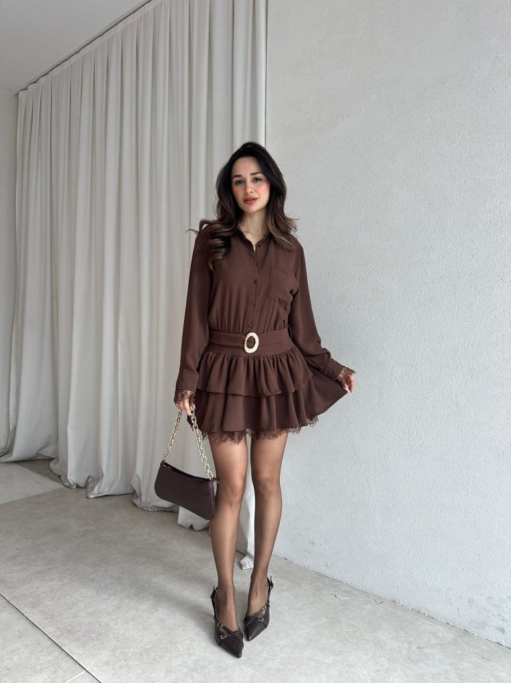 JOLLY Elbise 8839 - Acı Kahve - Mooi Butik