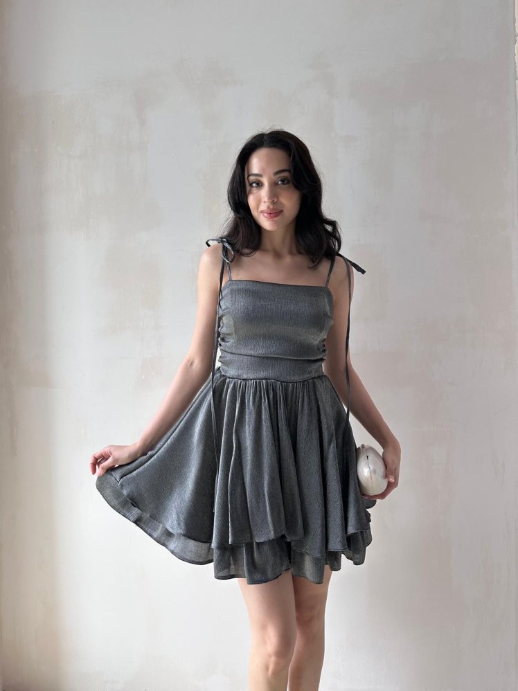 JONATHAN Mini Elbise 4834 - Füme - Mooi Butik