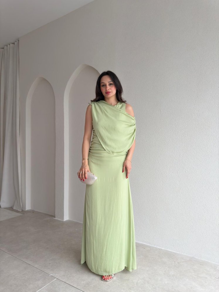 JORDAN Midi Elbise 8915 - Yeşil - Mooi Butik