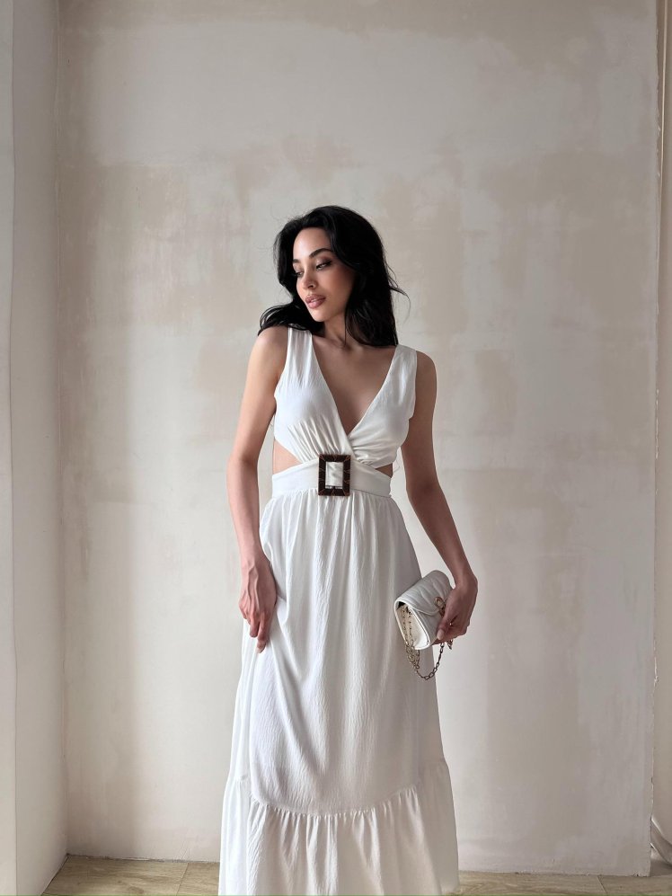 JOULE Maxi Elbise 7711 - Beyaz - Mooi Butik