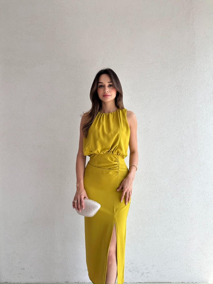 JOYAN Midi Elbise 9998 - Yağ Yeşili - Mooi Butik