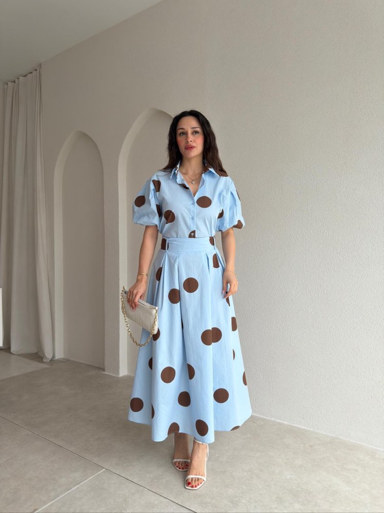 JUDY Puantiyeli Takım 9061 - Mavi - Mooi Butik