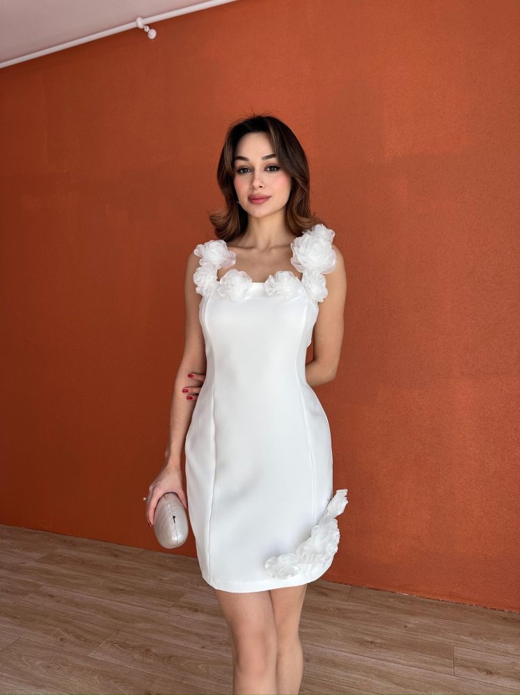 JUNİPER Mini Elbise 5025 - Beyaz - Mooi Butik
