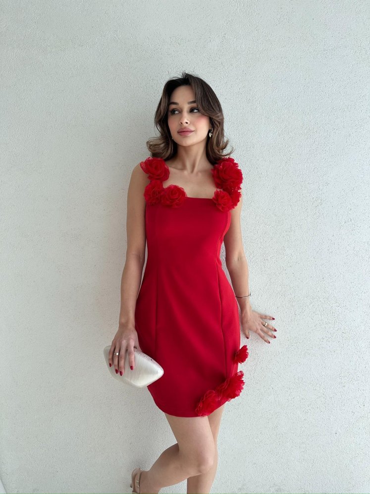 JUNİPER Mini Elbise 5025 - Kırmızı - Mooi Butik