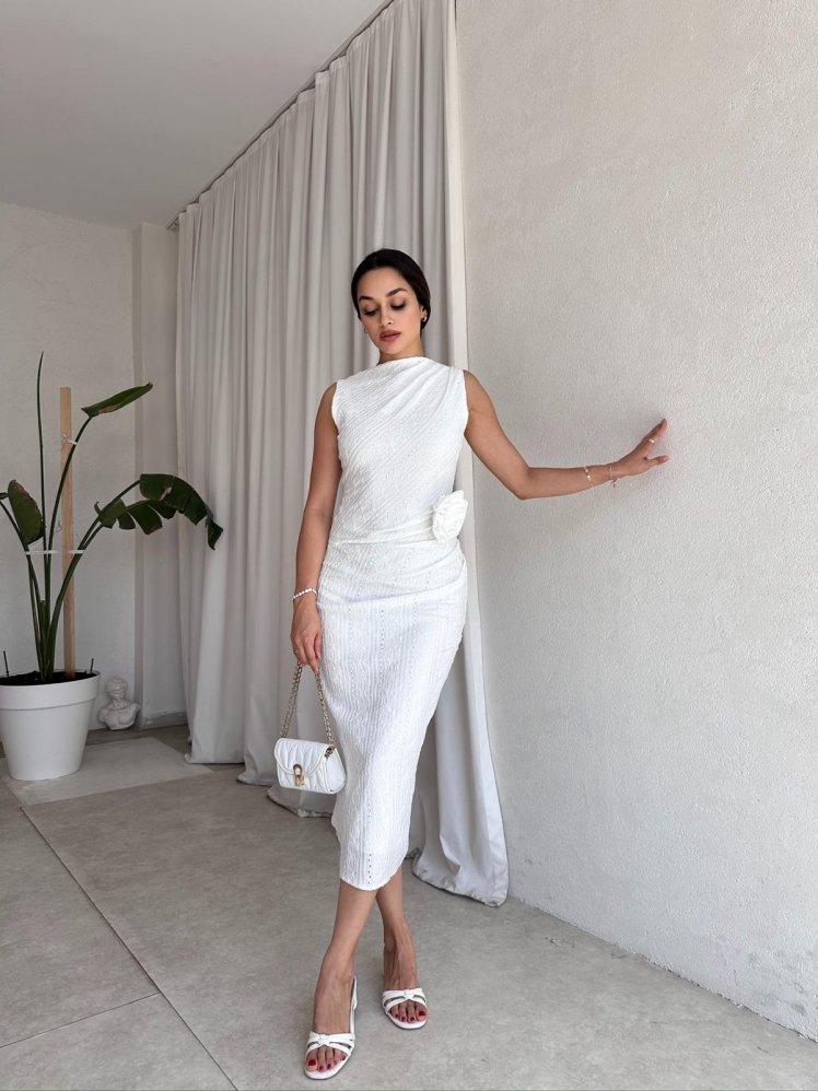 KAİRA Elbise 8020 - Beyaz - Mooi Butik