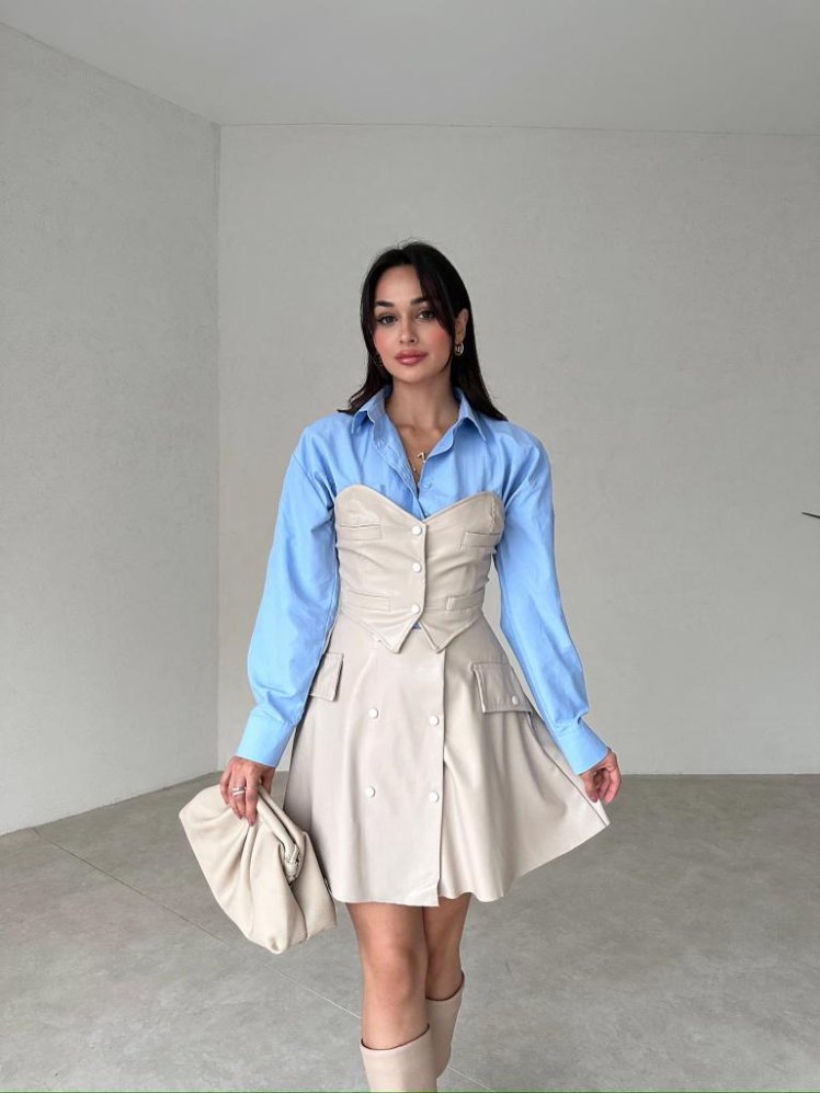 Kalp Yaka HOPE Takım 6646 - Bej - Mooi Butik