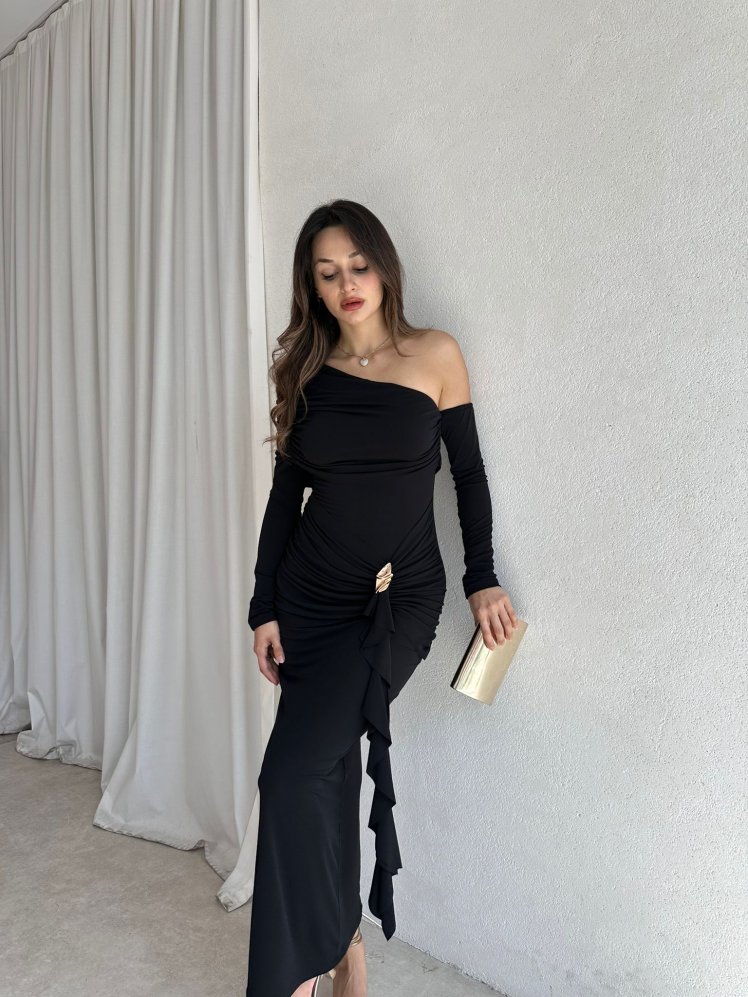 KANTE Maxi Elbise 8207 - Siyah - Mooi Butik