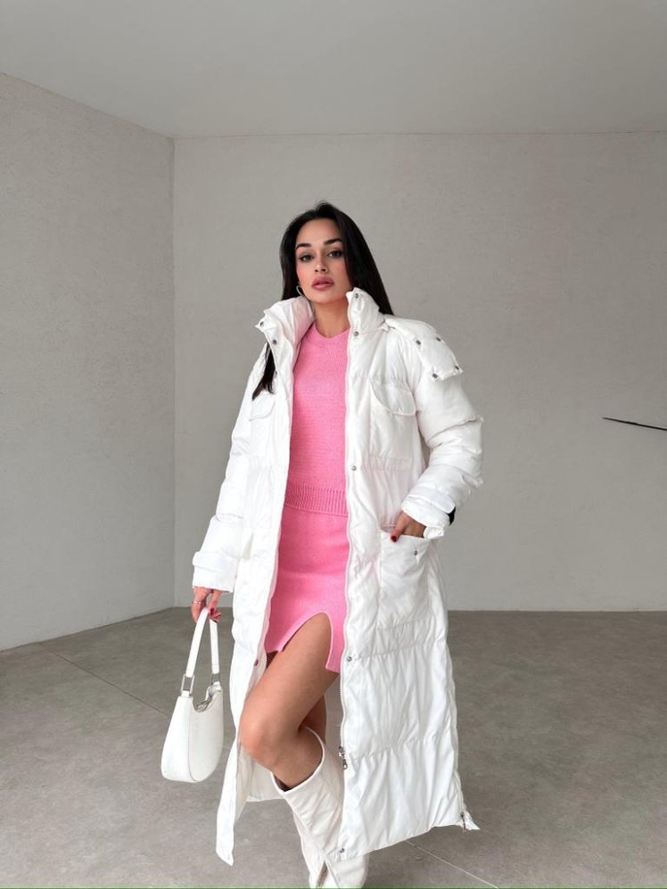 Kapüşonlu Şişme LAGOS Mont 2200 - Beyaz - Mooi Butik