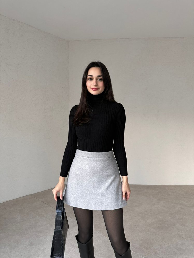 Kaşe Kumaş CAJORI Etek 3454 - Gri - Mooi Butik