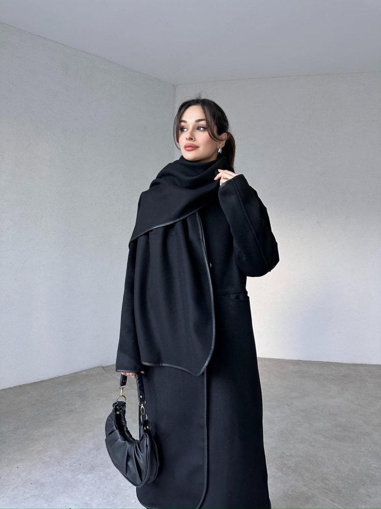 Kaşmir Kumaş IRENE Kaban 9022 - Siyah - Mooi Butik