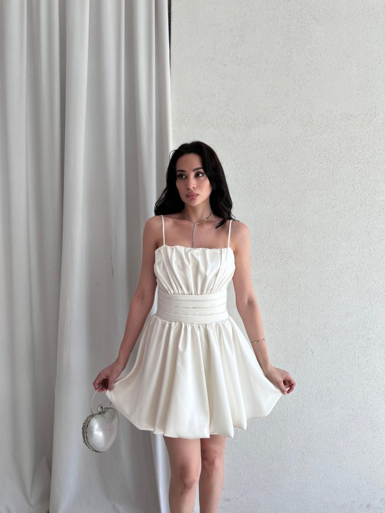 KASSİE Mini Elbise 6637 - Beyaz - Mooi Butik