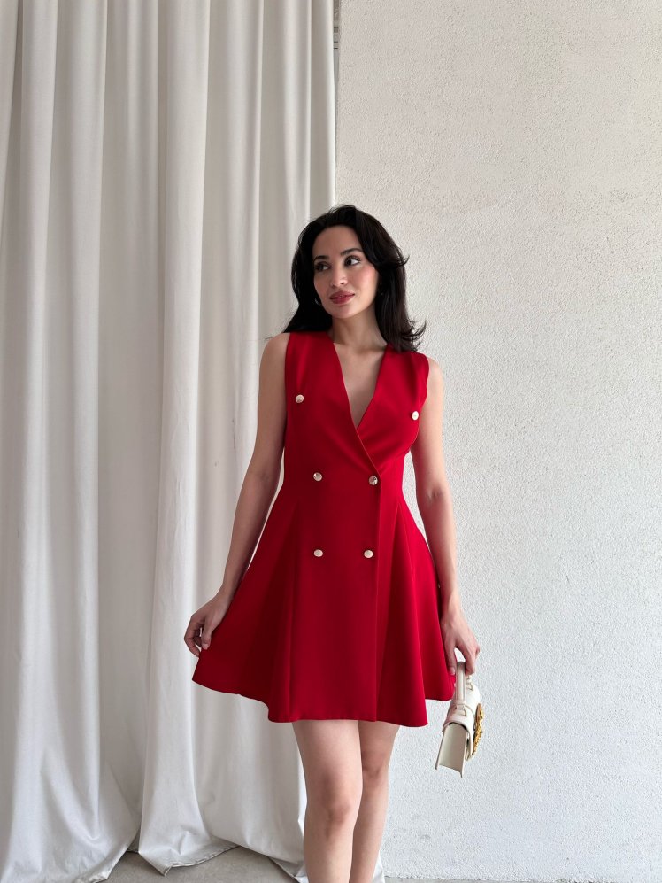 KATHİA Mini Elbise 9764 - Kırmızı - Mooi Butik