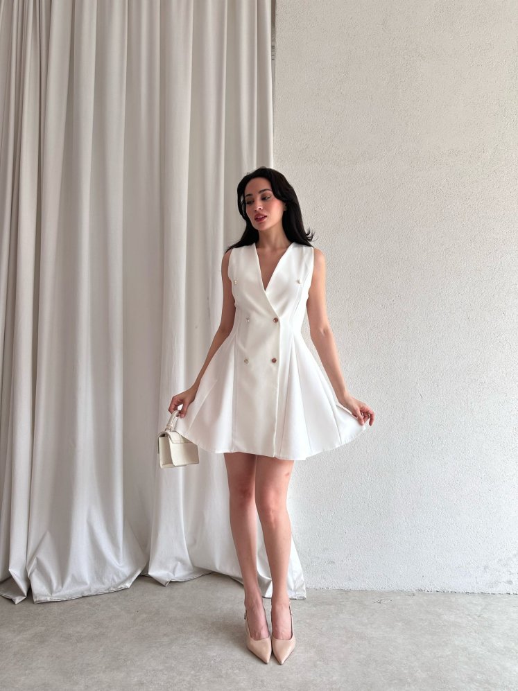 KATHİA Mini Elbise 9764 - Beyaz - Mooi Butik