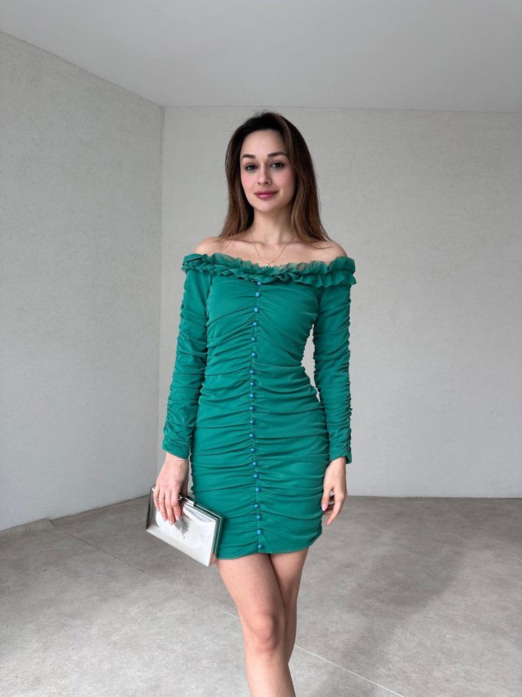 Şikago Elbise 0928 - Yeşil - Mooi Butik