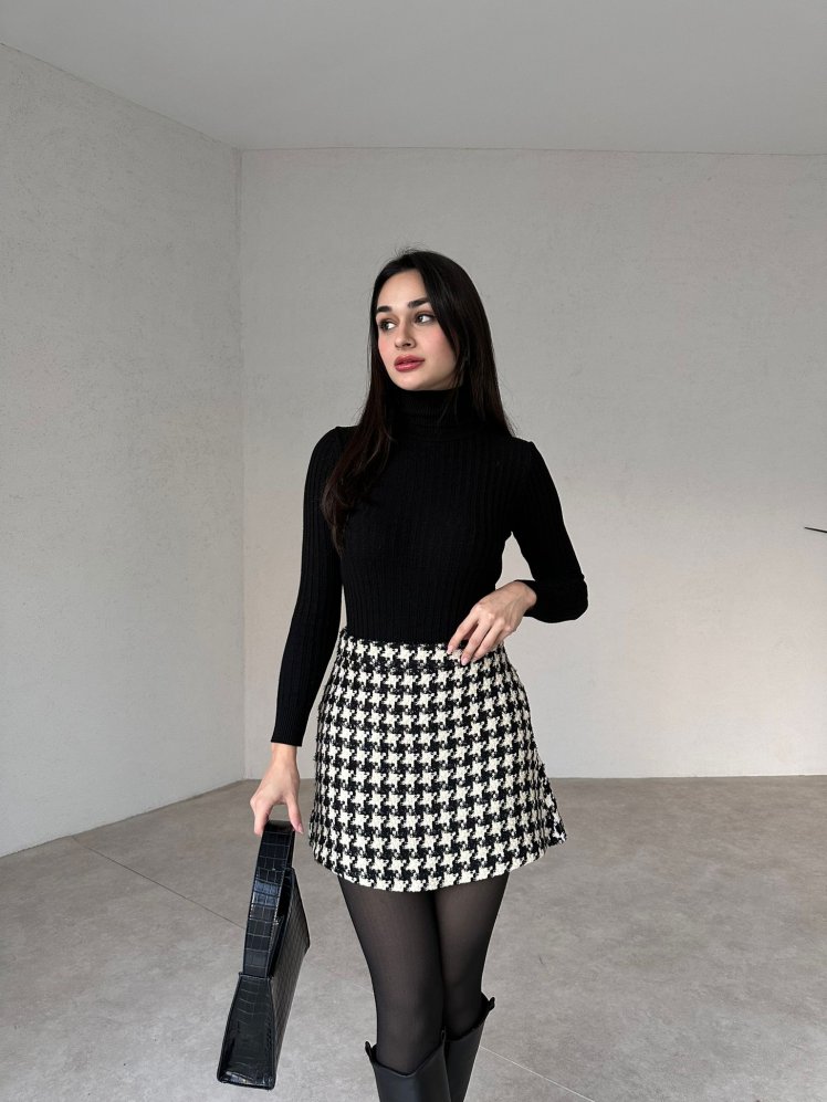 Kazayağı Desenli Mini TOOMER Etek 4333 - Ekru - Mooi Butik