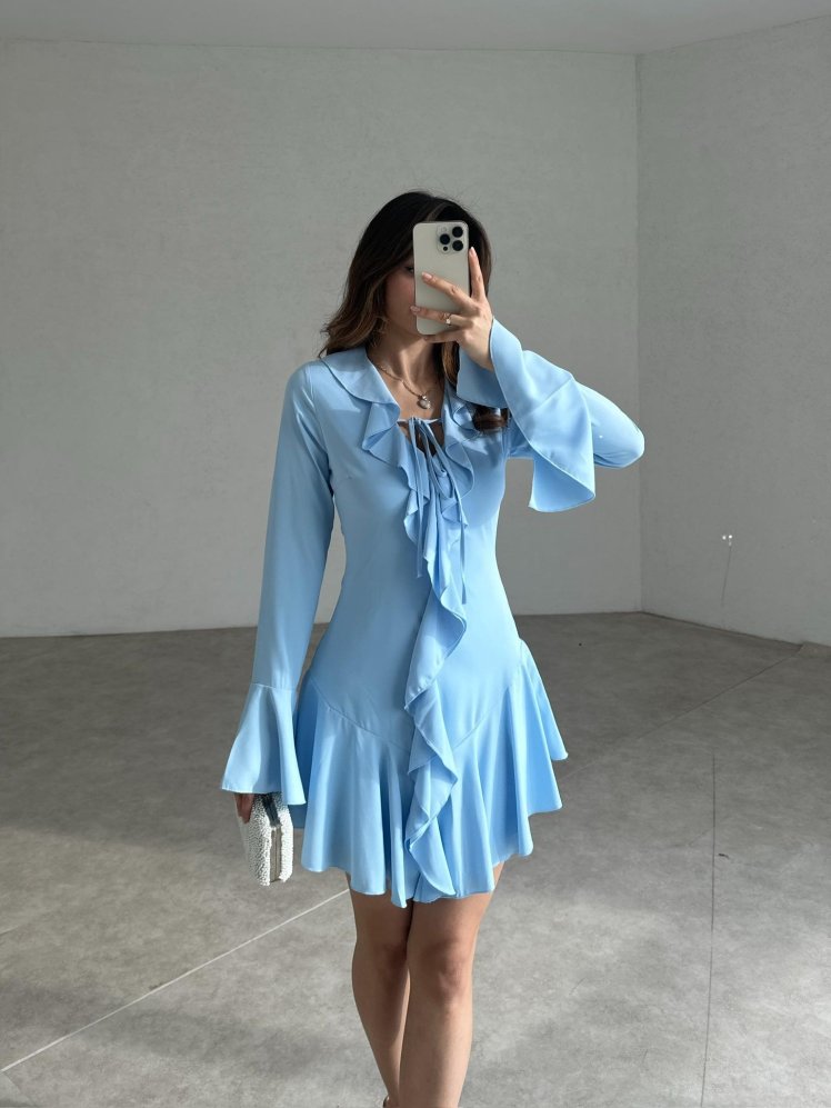 KEATS Mini Elbise 7484 - Mavi - Mooi Butik