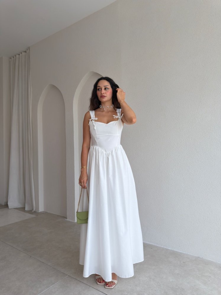 KEİTH Midi Elbise 9652 - Beyaz - Mooi Butik