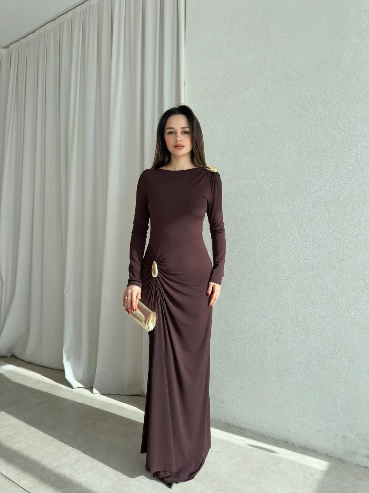 KELLY Elbise 8691 - Acı Kahve - Mooi Butik