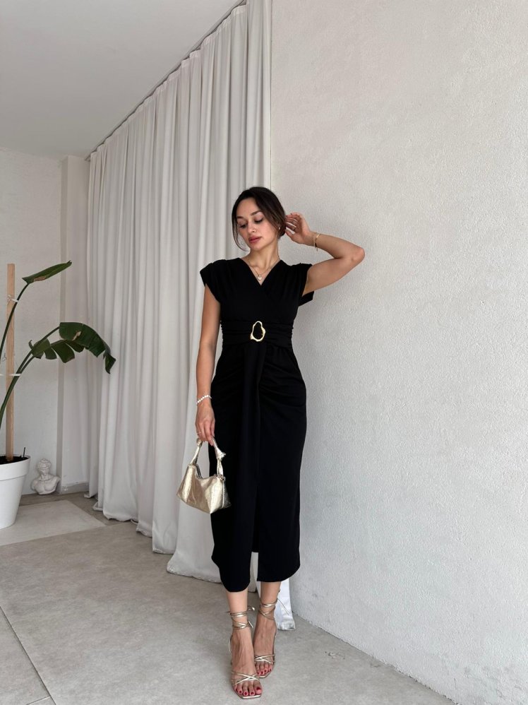 KENWAY Midi Elbise 8283 - Siyah - Mooi Butik