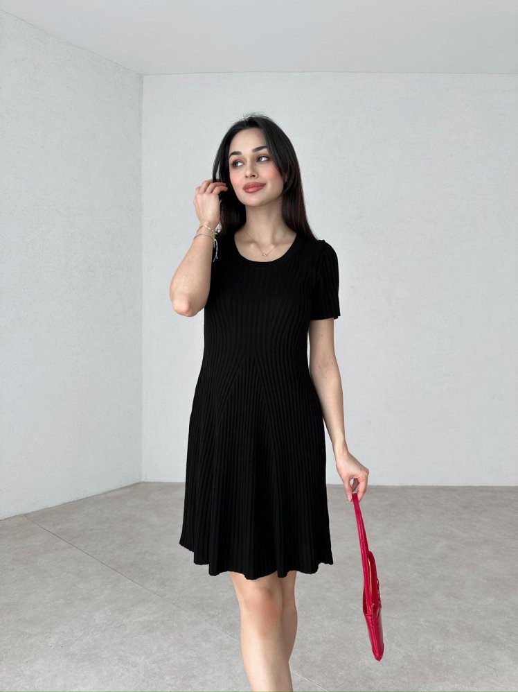Kısa Kollu Mini JACİNDA Elbise 7007 - Siyah - Mooi Butik