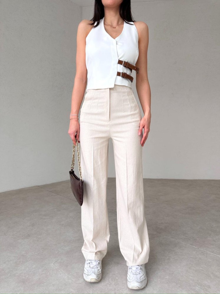 Klasik Tasarım ZANE Pantolon 9444 - Krem - Mooi Butik